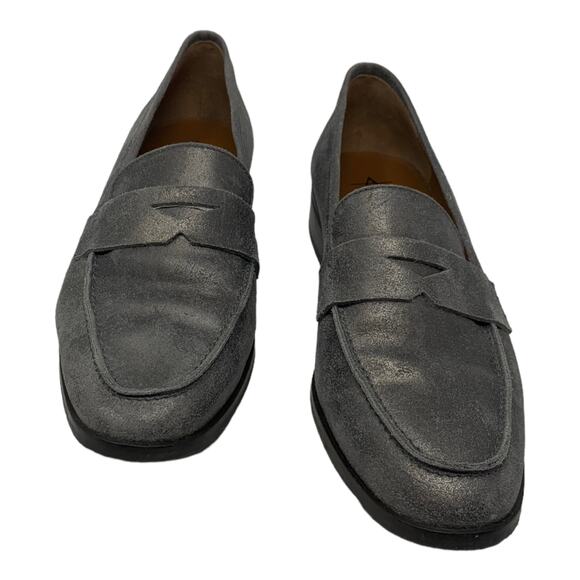 Aquatalia Kelsey Gray Metallic Suede leather Loafers 8.5 - Picture 13 of 16